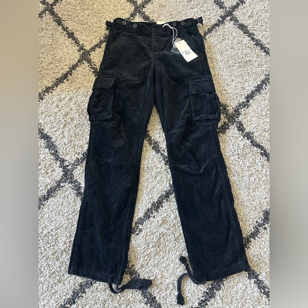 MNML Vintage Black Corduroy Cargo Pants: